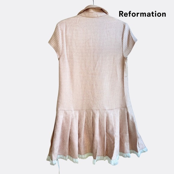 Reformation Effie Dress – Peach Check – Size 8 – NWT – Button Front Mini Dress - Picture 3 of 7